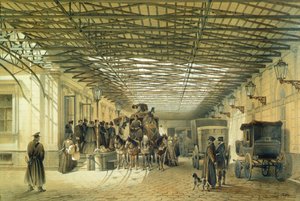 Stagecoach indulása a szentpétervári pályaudvarról, 1848